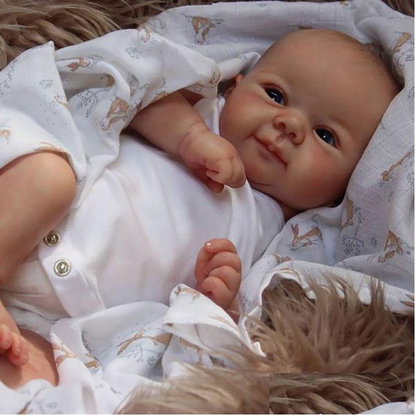 Bonecas 19 polegadas já acabadas pintadas de bonecas de bonecas Jiette Baby Baby 3D Pintura com veias visíveis Corpo de pano incluído 221207 D Dh6rd