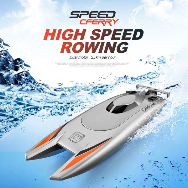 Barcos elétricos rc 25 km H RC Boat 2 4 GHz de alta velocidade 4ch Racing Speedboat Remote Control Ship Water Game Kids Toys 230323