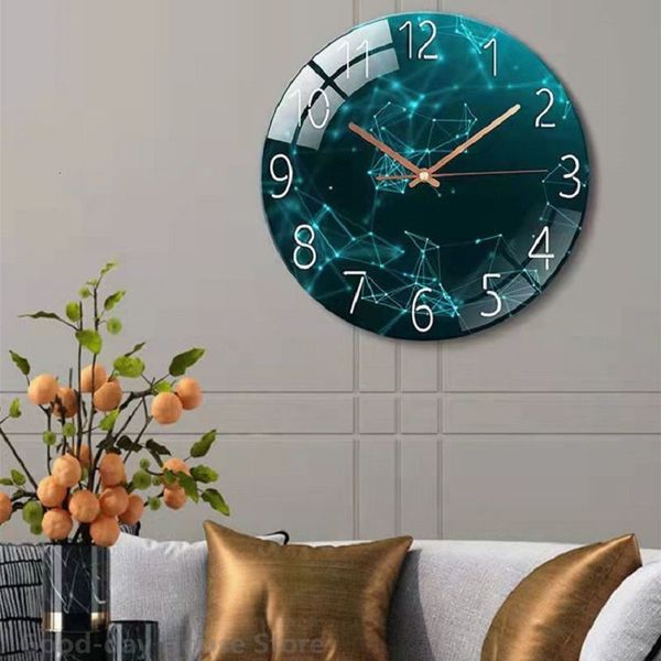 Orologi da parete Orologio da parete in stile nordico per soggiorno 3D Cervo d'oro Moda per la casa Vetro Orologio silenzioso al quarzo leggero senza colpi 230323