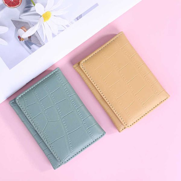 Carteiras Padrão de pedra retro Small Trifold Wallet Women Holder Card Soft PU Leather Ladies Purse Walets Short Fashion Coin Bag Z0323