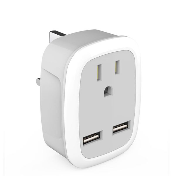 50pcs Adaptador de energia Retro International Retro European Travel Plug com 2 portas USB 2 soquetes americanos - 4 em 1 viagem