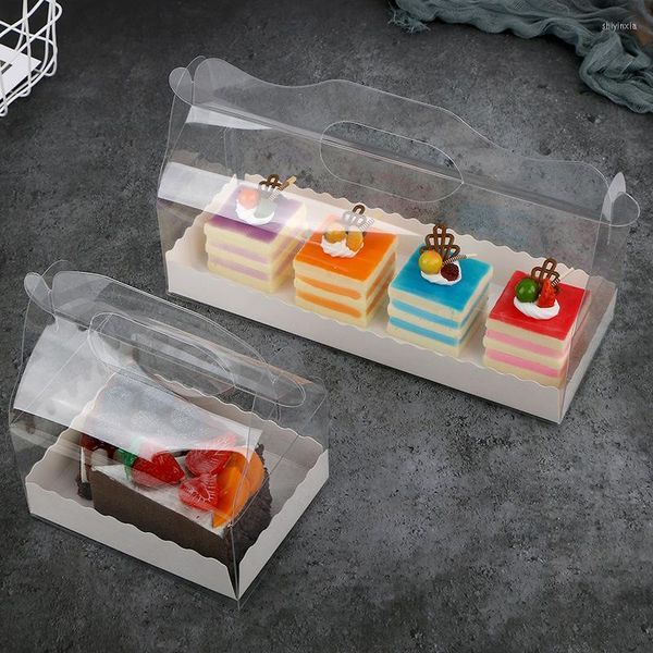 Confezione regalo 10 pezzi torta cibo caramelle scatola in PET con manico portatile Natale compleanno festa di nozze imballaggio trasparente