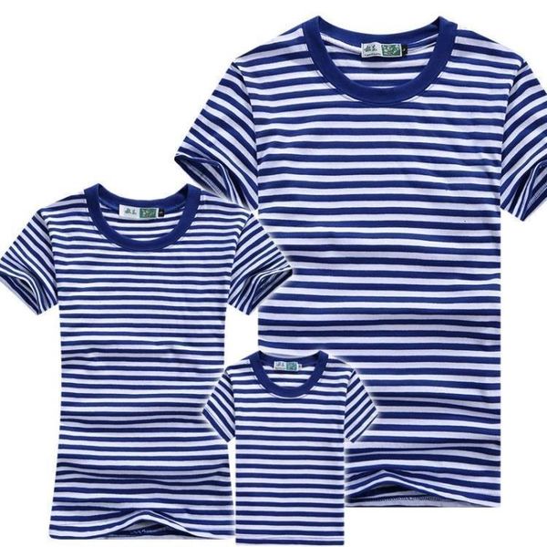 Aile Eşleşen Kıyafetler Rus Donanması Telnyashka Deniz Deniz Denizaltı Kuvvet Set Sea Sailor S Streeted Shirt Ebeveyn Çocuk Giyim Tişört 230323