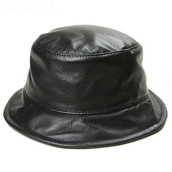 Chapéus de aba larga Mulheres coreanas Mulheres pretas Chapéus de pescador de couro real para homens Male Casual Casual Hat Basin Caps Man Streetwear Bucket Gorra G230323