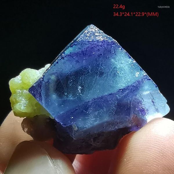 Sacchetti per gioielli 6.8-10.8g Mica sferica rara naturale Campione minerale di fluorite blu viola e decorazione in pietra Energia curativa di cristallo