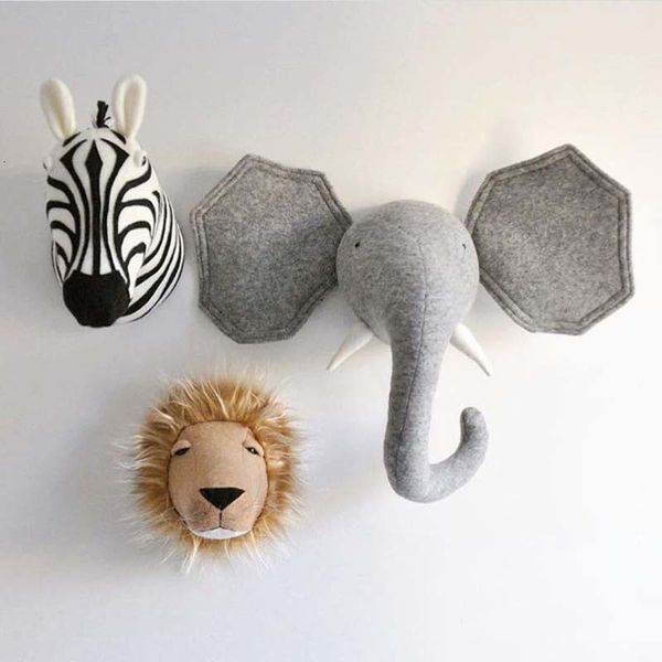 Decorazioni murali Nordic Ins Animal Head Wall Hanging per bambini Decorazione dell'asilo per bambini POPS Kids Plush Toys Market Decor 230323