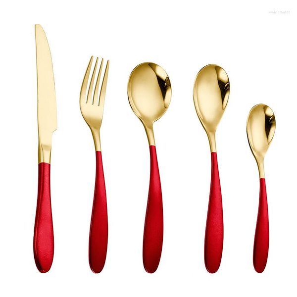 Conjuntos de utensílios de jantar 5pcs aço inoxidável Western Tabelware para cozinha caseira de laca de laca para faca de faca de faca