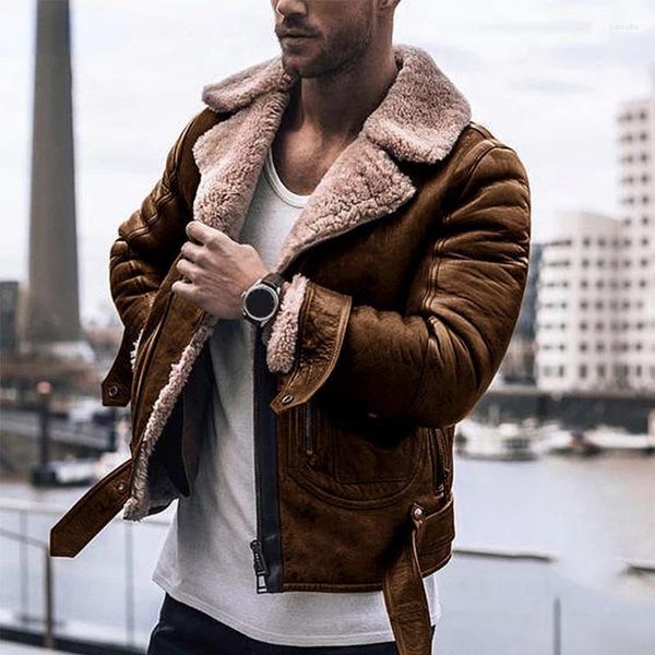 Giubbotti da uomo 2023 Elegante uomo Streetwear Moda Autunno Inverno Shearling Cappotto di lana Fodera Casual Maschile Caldo Alla moda