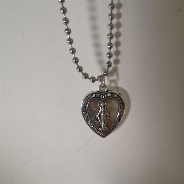 Anhänger Halsketten Edelstahl Süße Jesus Perlen Choker Halskette Zubehör Charme Liebe Herz Schlüsselbein Kette Frauen Christian SchmuckPenda