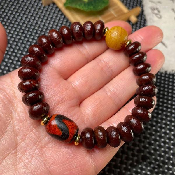 Strand budismo tibetano dzi agates pulseiras para homens homens tigre dentes tigre carnelian calcedony bacelet reiki amulet meditação