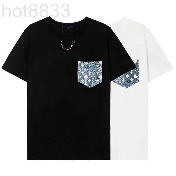 Camisetas masculinas Designer de alta qualidade Marca da camiseta l letra de bolso de bolso Cadeia Roul