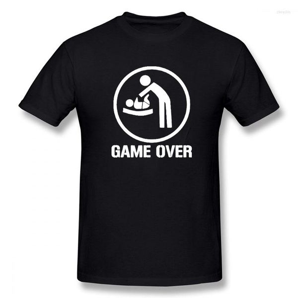 Herren T-Shirts Vater T-Shirt Baumwolle To Be Dad Game Over Geschenk Kreatives Design Bequeme Oberteile EU-Größe