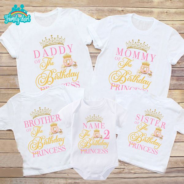 Família correspondente a roupas Princesas Camisa Presente de aniversário Crown Party Nome personalizado T Girls Fidria Clothes Daddy Mommy 230323