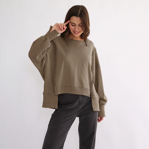 Женские толстовки с капюшоном, большие размеры, 100% хлопок, лоскутное шитье с длинными рукавами и открытой стороной, уличная одежда, пуловеры в стиле Харадзюку, осенняя одежда для 230323
