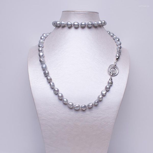 Colares pendentes barroco pérola de 90cm de comprimento colar cinza cor keshi jóias presentes de jóias de 10 a 12 mm mulheres mulheres