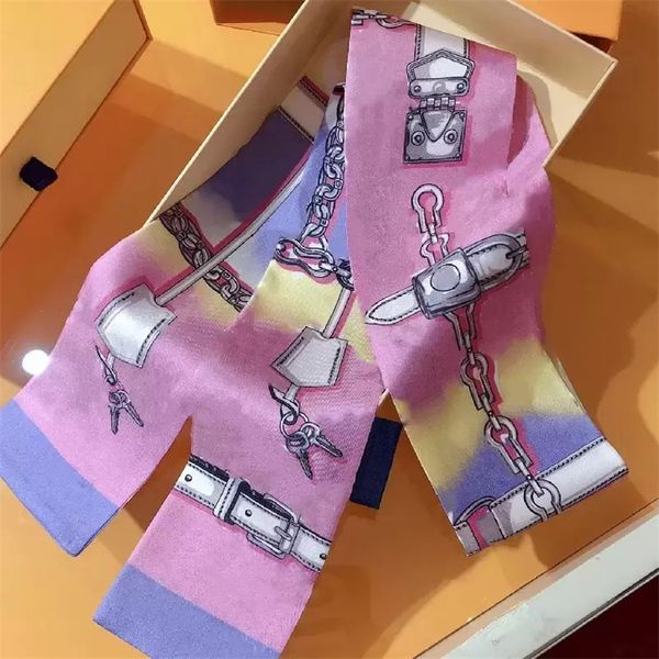 sciarpa di seta Sciarpa da donna di design di design, lettera di moda Sciarpe per borse, cravatte, fasci di capelli, materiale di seta avvolge 6 * 120 cm 101