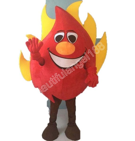 Costume da mascotte del grande fuoco di Natale Personaggio dei cartoni animati Vestito da Halloween Taglia per adulti Festa di compleanno Vestito da esterno di beneficenza