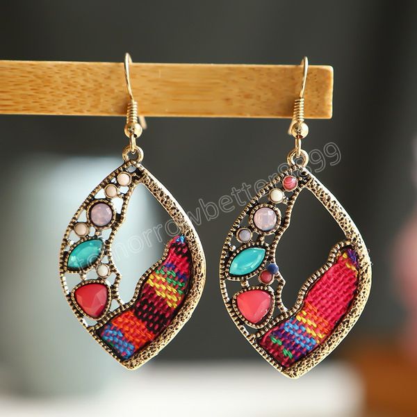 Bohemian boho indiano étnico colorido colorido brincos pendurados para mulheres ornamentos femininos de gotas de ouvido jóias de acessórios de casamento