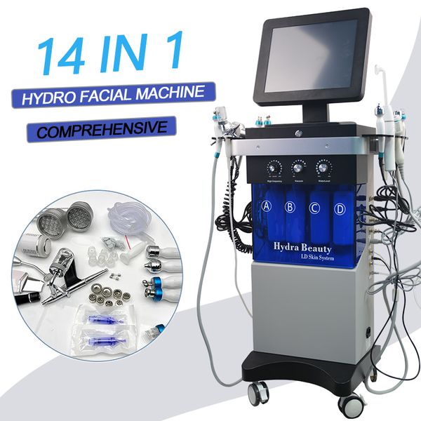 14 em 1 Diamante Microdermoabrasão Skin Machine Hydro Aqua Limpo Oxigênio Jato de Spray FDA Aprovado