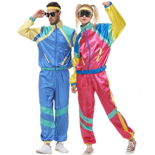 Тематические костюмы пары хиппи костюмы мужчина женщин -карнавальная карнавальная карнавальная вечеринка 70 -х годов 80 -х