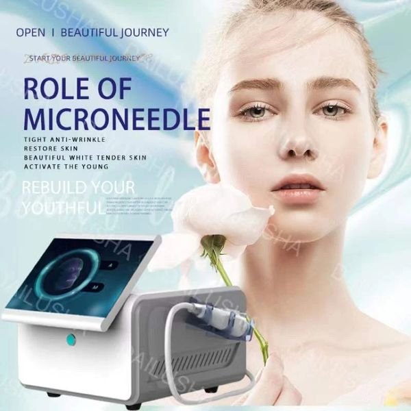 Attrezzatura di bellezza multifunzionale Microneedle frazionario R-F di alta qualità Lifting facciale Micro ago in oro Pelle Rollar Cicatrice da acne Trattamento per la rimozione delle smagliature