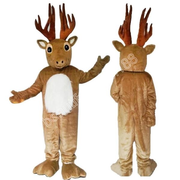 Natal Big Horn Deer Mascot Costume Cartoon Character Dit Suit de Halloween Tamanho da festa de aniversário Festa de mão ao ar livre caridade