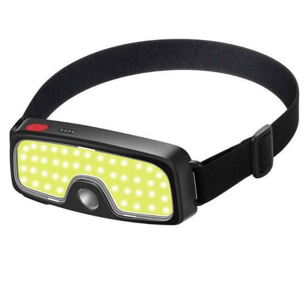 Potente torcia frontale COB a LED Potenti fari da corsa ricaricabili USB 5 modalità di illuminazione Lampada frontale per ciclismo Escursionismo Campeggio