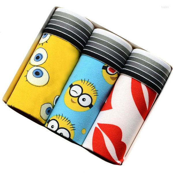 Underpants 3pcs/лот боксер боксер Mancy Lovely Broaity Men's Cartoon Print Мужчина трусики белье.