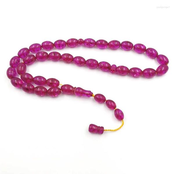 Filo di resina rossa Tasbih 33 perline di preghiera Bracciale rosario musulmano di grandi dimensioni Arabo saudita Accesspries islamico Regalo Misbaha Eid