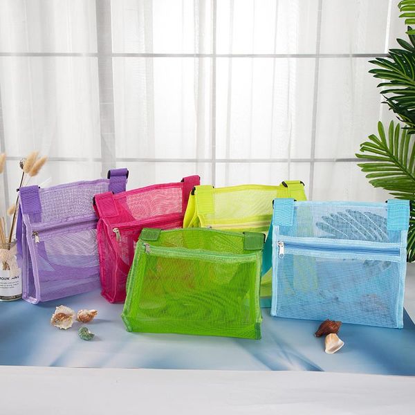 Сумки для хранения детские пляжные сумки игрушки цвета сетчатая сетчатая сетчатая морская оболочка регулируем
