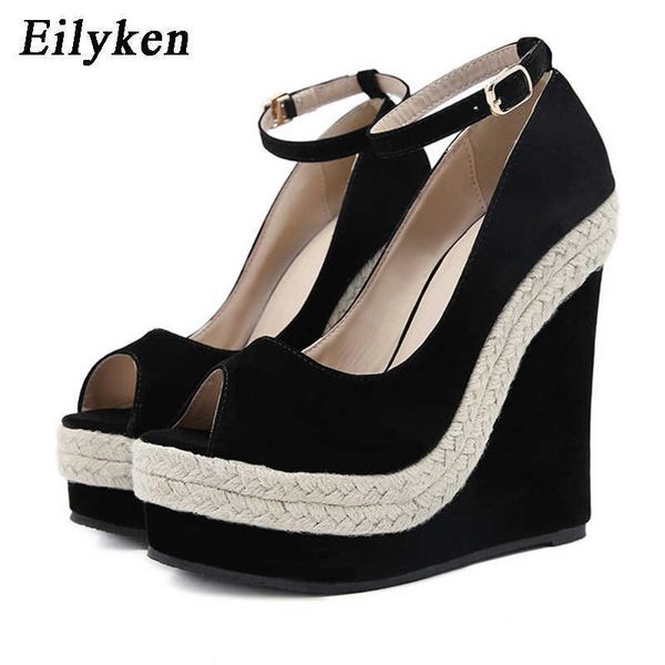 Brand Sexy Peep Toe Platform Wedges Sandals Heels High Women Straw Summer Party Shoes-Wrap Shoes 230306