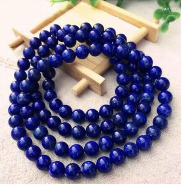 Correntes naturais lazuli lazuli azul royal gemstone 108 miçangas de oração 8mm