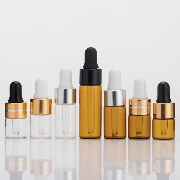 Garrafa de perfume 50pcs vazio 1ml 2ml 3ml 5ml PERFUME DE TESTE AMOSTRA DE ÓLEO ESSENCIAL Mini frascos de gotas de gotas de vidro com pipeta VIAL cosmético 230323