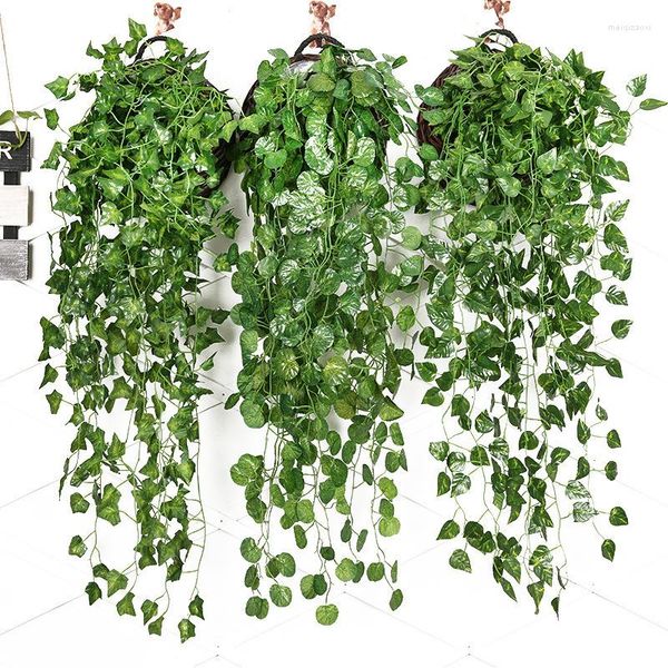 Flores decorativas 1 PCS Plantas artificiais parede penduradas na seda flor Pieces de hera vegetação cesta de vegetação falsa