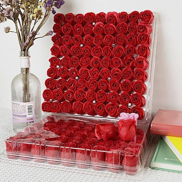 Flores decorativas 81pcs/estojo Soop Flower Artificial Rose Gift Box Realistic Romantic Multi-camadas Pétalas Brilhante Cor diária Uso