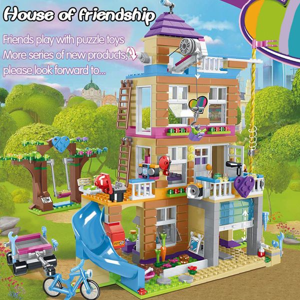 Bloco 865pcs House of Friending Building Friends Fit 41340 EL e Toys for Girl Figuras Bricks Gift de Natal 230322