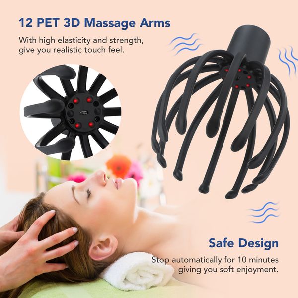 Massageador da cabeça Electric Octopus Garra Scalp Massager Antistress Alívio Dor de cabeça de cabeça de cabeça Vibração Massager Scratcher Drop 230323