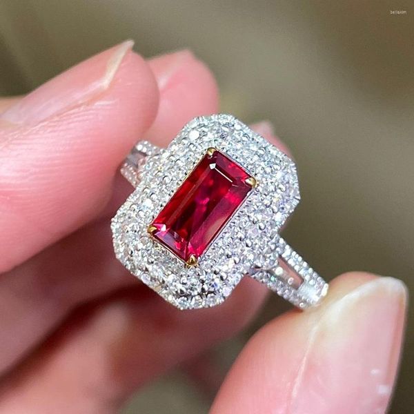 Кластерные кольца aigs je natural 1.05ct red ruby ​​rung diamonds jewelry jewelry jewelry jewelry for for women's fine dise