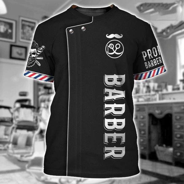 Polos para hombre Camisa de barbería Camisetas para hombre Impreso en 3D Ropa para hombre personalizada OCuello Tops de manga corta de gran tamaño Cool Punk Streetwear 230323