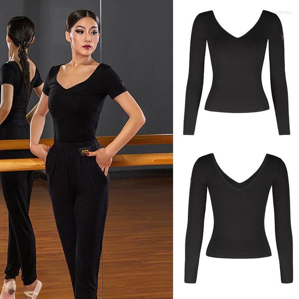 Stage Wear Latin Dance Top Women's Big V-Neck Backless Sexy Black Modern Dancing National Standard Practice Clothes SL2795