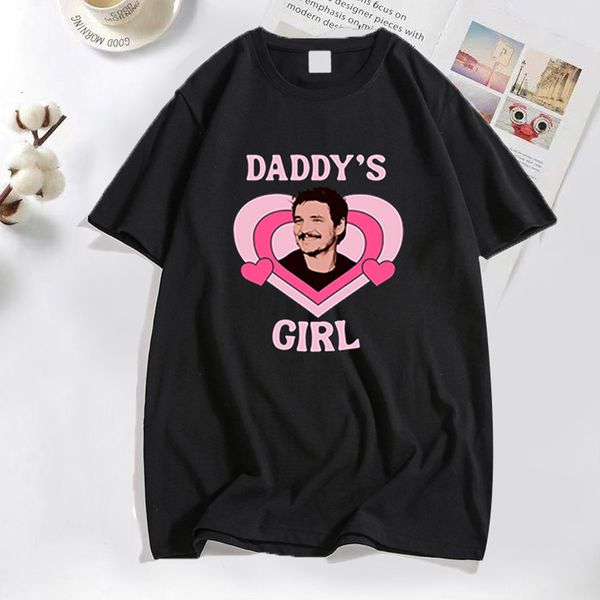 Magliette da uomo Magliette Pedro Pascal Grafica Divertente Daddys Girl Maglietta Cotone San Valentino Magliette Casual Manica corta Streetwear 90s 230322