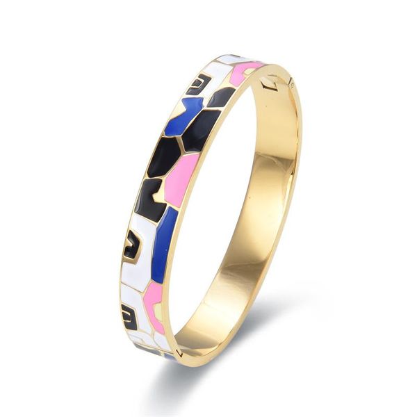 Bangle I più venduti Fashion Acciaio inossidabile aperto per le donne Braccialetti dipinti con smalto colorato geometrico oro Gioielli da sposa RegaliBangle