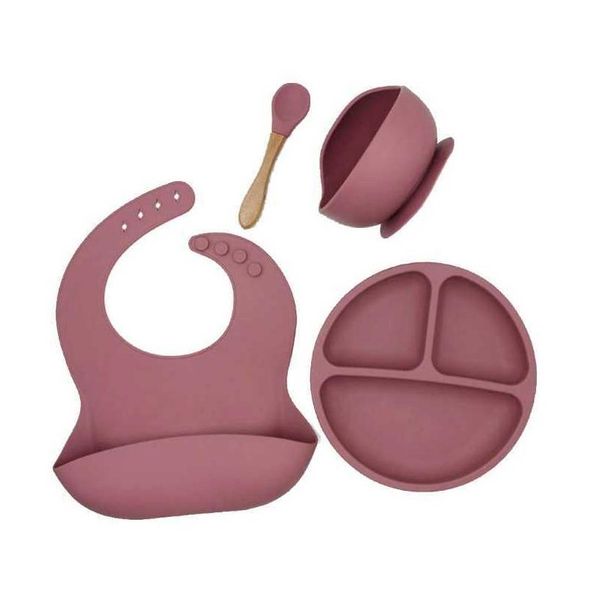 Tazze Piatti Utensili 4 Pz / set Baby Sile Stoviglie Bavaglino impermeabile Piatto da pranzo Sucker Ciotola Cucchiaio 210903 Consegna a goccia Bambini Materni Dhvml