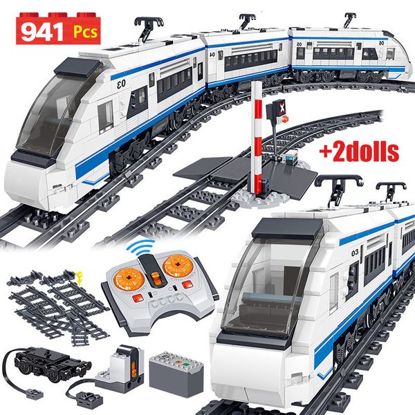 Blocchi 941 pezzi City Electric Harmony Rail telecomando modello di costruzione pista del treno RC auto giocattolo in mattoni per regali ragazzo 230322