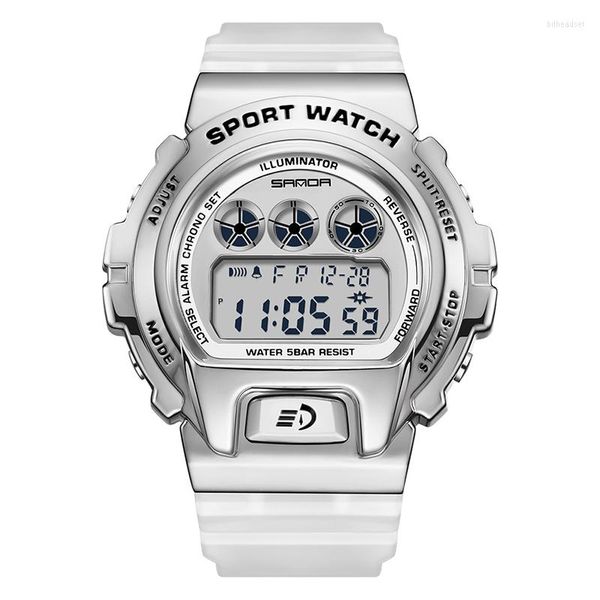 Relógios de pulso Modo de economia de energia Metal Case Men Sports Watch Men's Led Digital Watches Big Dial Dial impermeável Sport Electronic Man