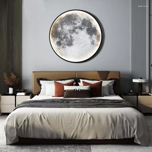 Lampade da parete Nordic Moon Soffitto Rotondo Luce a LED Art Decor Illuminazione interna Camera da letto Soggiorno Apparecchio Loft Corridoio Cafe L