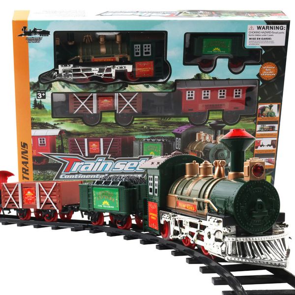 Pista elettrica RC Treno retrò giocattolo Modello di simulazione Giocattoli a batteria Regalo per auto per bambini 230323