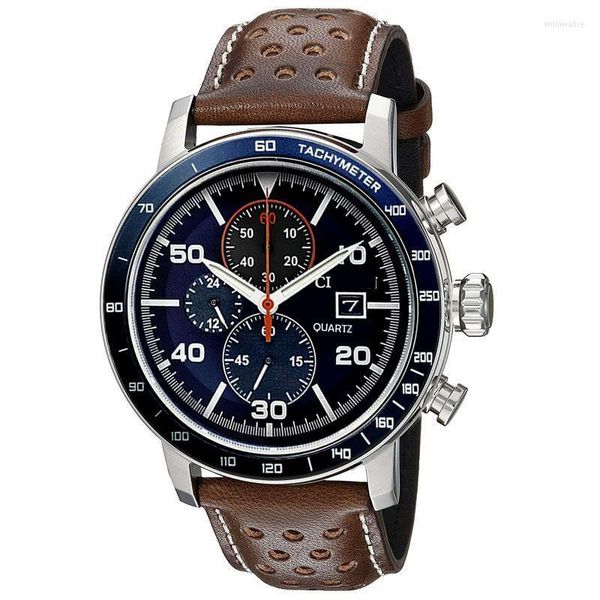 Начатые часы 2023Watch Men Top Leisure Leather Six Pin Business Quartz Watch Руководство по автоматической дате водонепроницаемые часовые часы Will22