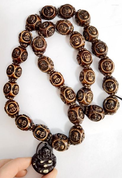 Подвесные ожерелья преувеличенные имитационные резьбы винтажные этнические амулет буддийское ожерелье прохладные подвески Будды