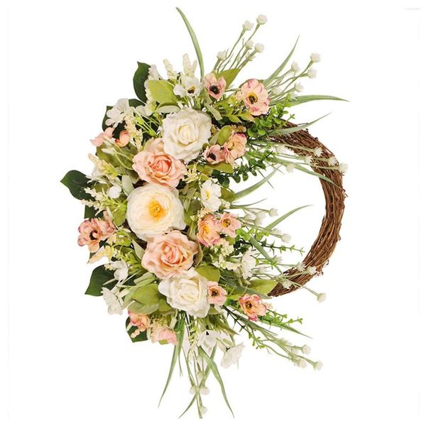 Fiori decorativi Rose Cherry Blossom Wreath Wall Hangings 15,7 pollici e decorazioni per finestre